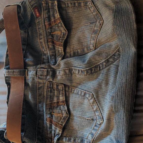Jean Shoulder Purse Belt Pockets Moto England Home Made Unique 1990s Denim - Picture 8 of 12